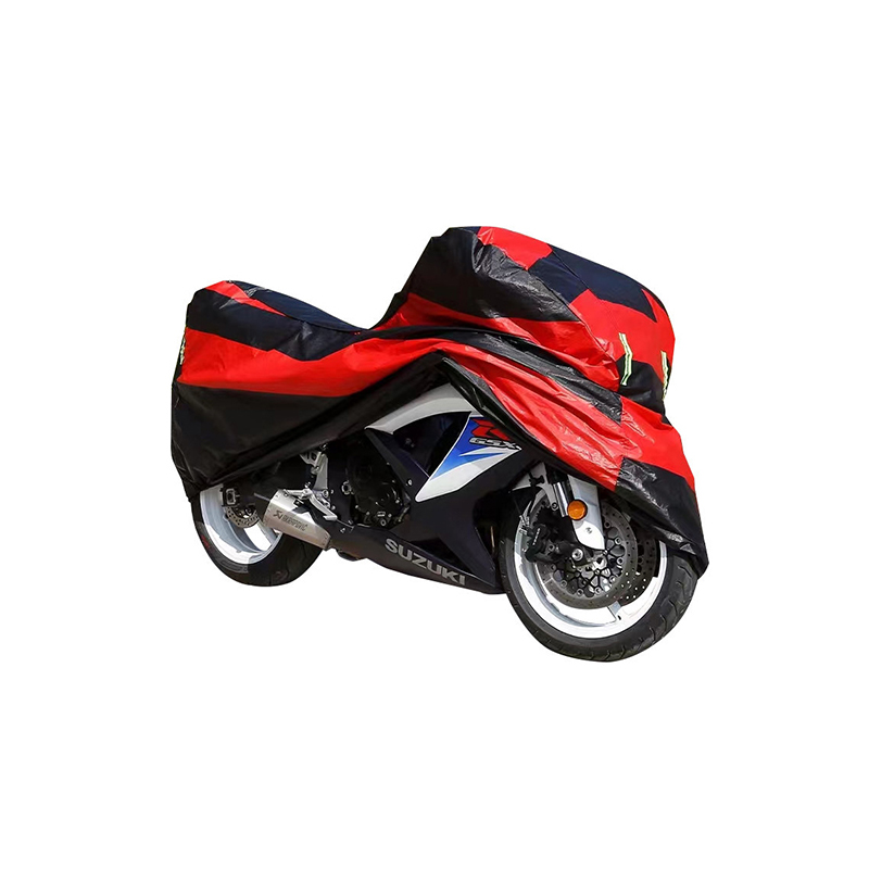 Röd och svart färgmatchande motorcykelkåpa i aluminiumfilm